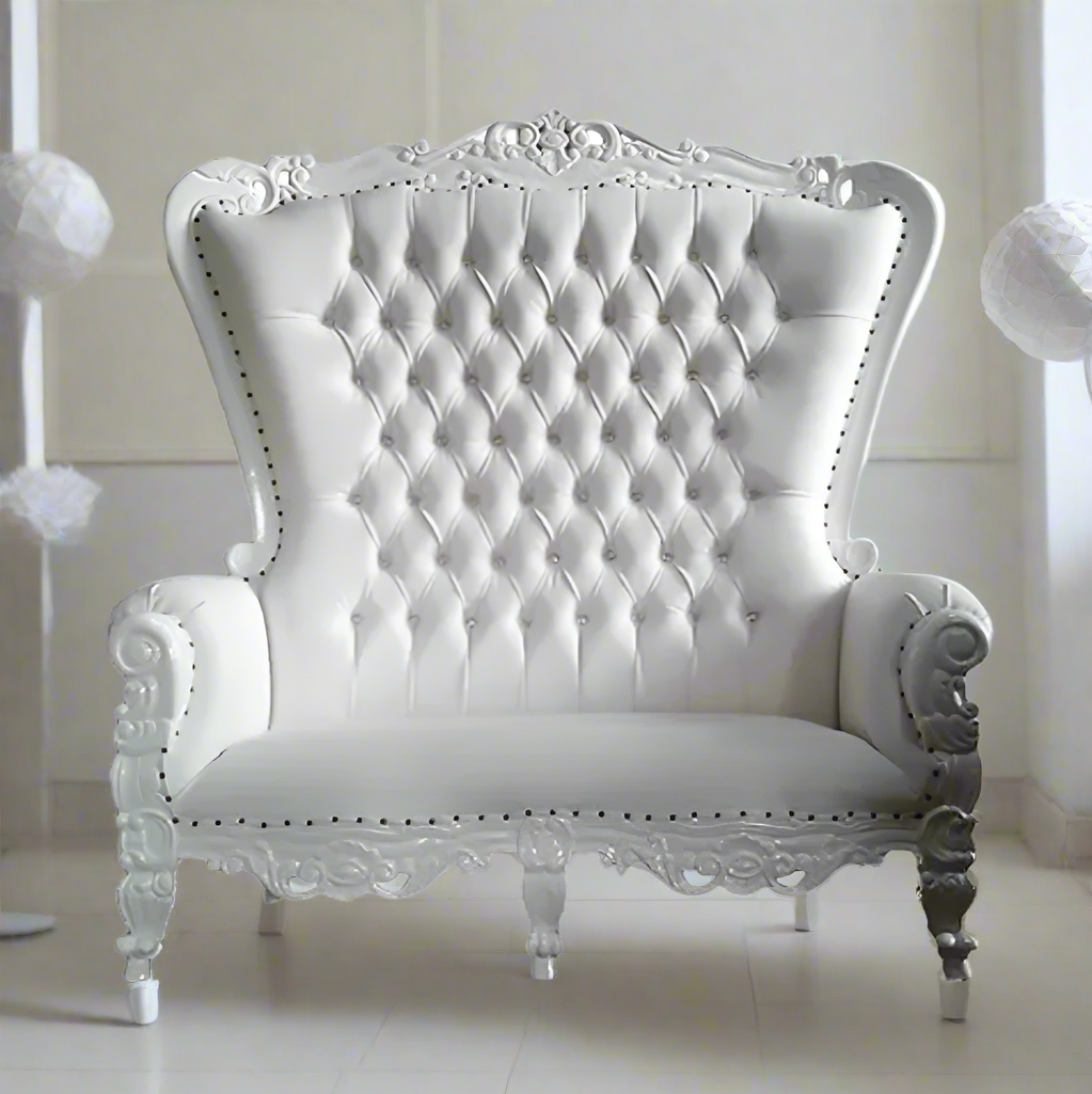 Throne Love Seat 72"x 64" White on White